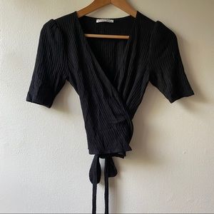 Reformation Jeans S Flora Wrap Top Black Small